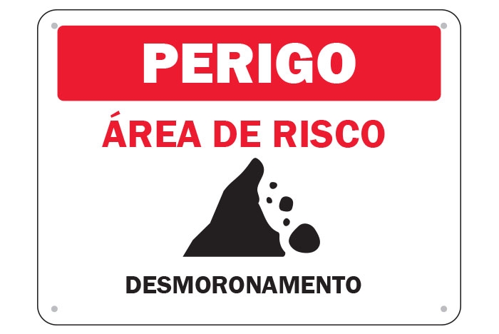 Placa De Sinalização Perigo Ã Rea De Risco De Desabamentos 3161