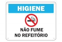 Placa de Sinalização Higiene Não Fume no Refeitório