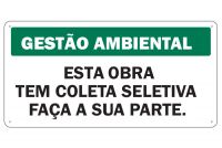 Placa de sinalização para Gestão Ambiental Coleta Seletiva