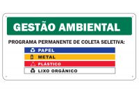 Placa de sinalização para Gestão Ambiental Programa Permanente de Coleta Seletiva