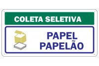Placa de sinalização para Gestão Ambiental Coleta Seletiva Papel e Papelão