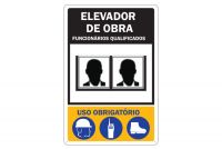 Placa de Sinalização Elevador de Obra