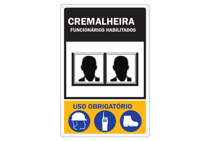 Placa de Sinalização Cremalheira