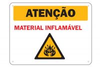 Placa de sinalização Atenção Material Inflamável