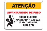 Placa de Sinalização Atenção Levantamento de Peso