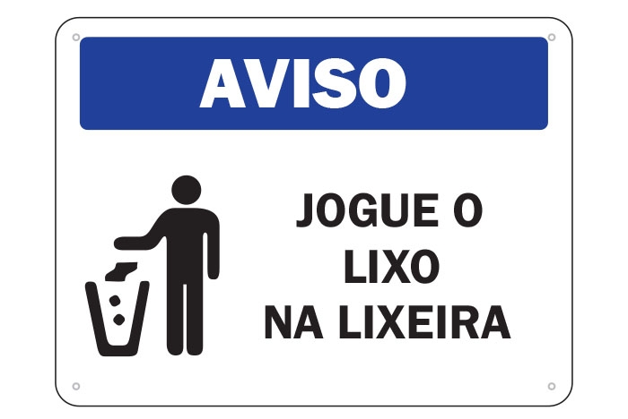 Placa de Aviso Lixeira Jogue Lixo no Cesto no tamanho 15x15cm Look